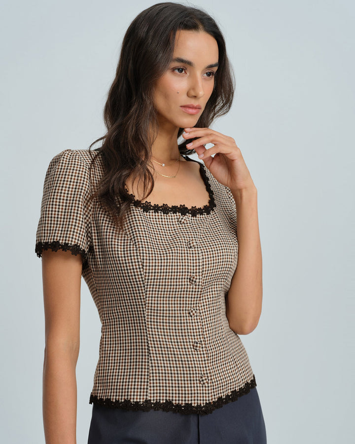 T shirt raffinata donna scollo quadrato