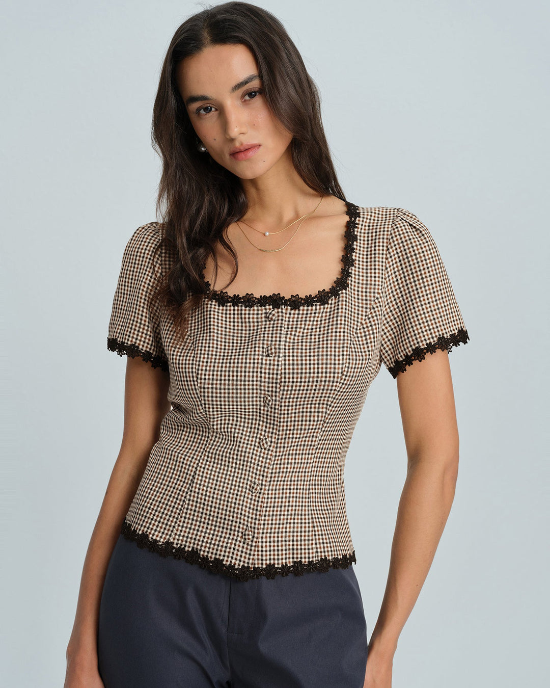 T shirt raffinata donna scollo quadrato